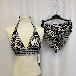 Tribal Black and White Patterned Bikini